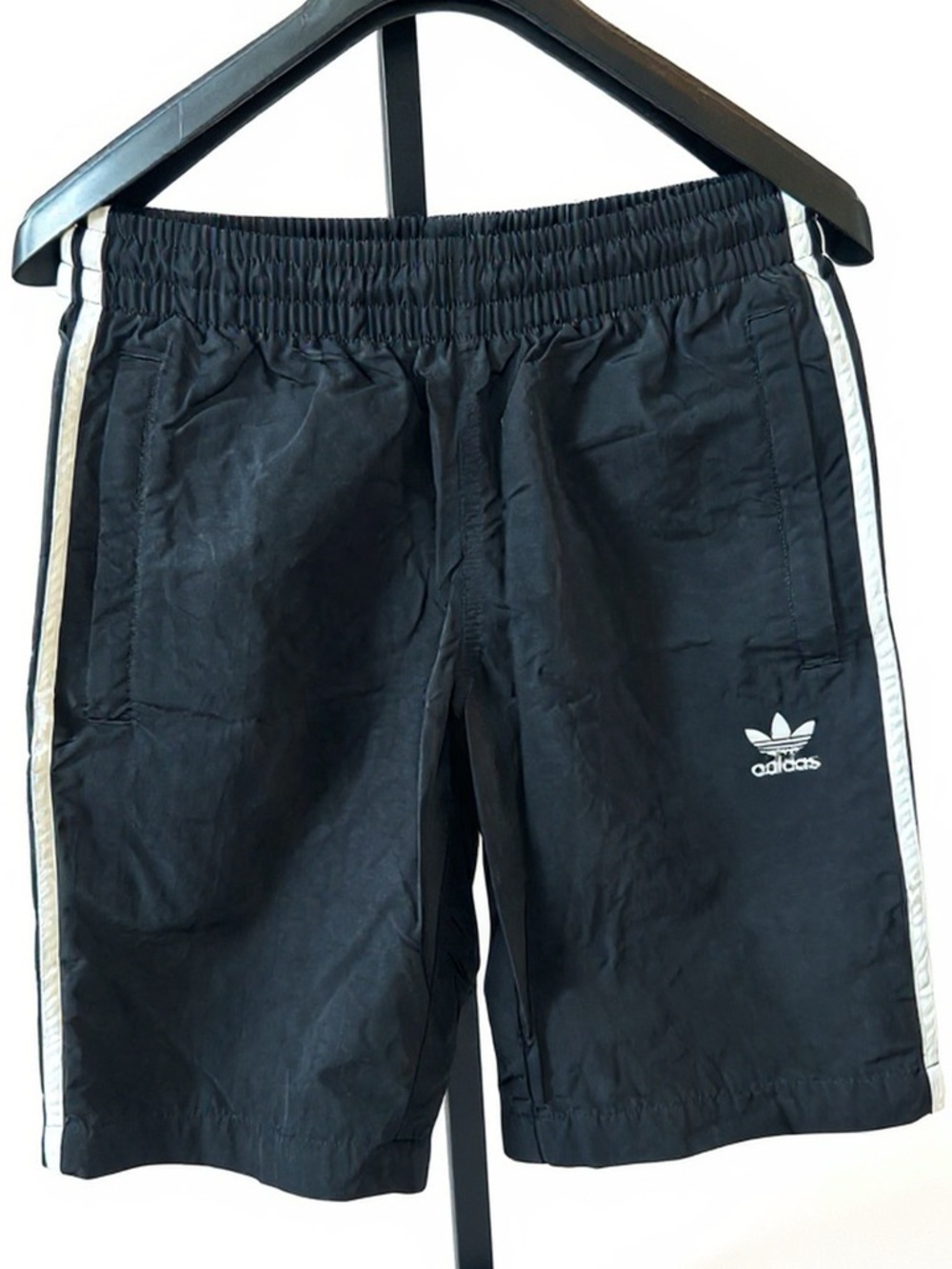 adidas 3-Stripe Swim Trunks Black White Trefoil Mesh Lined Shorts Size S